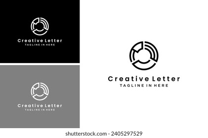 modern  initial RCW circle logo design vector