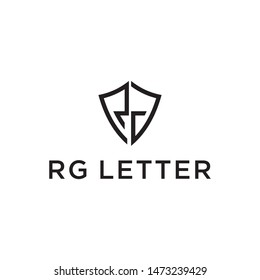 modern initial RG letter logo design with shield shape