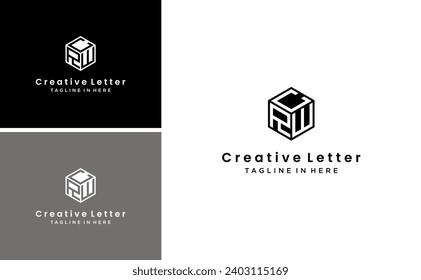 modern initial RWC or CRW logo design geometric polygon shape vector