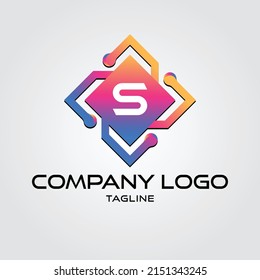Modern initial S Tech Initial logo vector