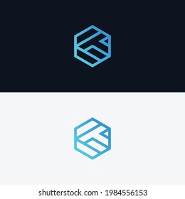 Diseño moderno inicial T, T con forma de línea hexagonal diseño de logotipo futurista