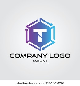 Modern initial T Tech Initial logo vector