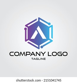 Modern initial A Tech Initial logo vector