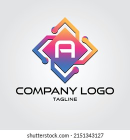 Modern initial A Tech Initial logo vector