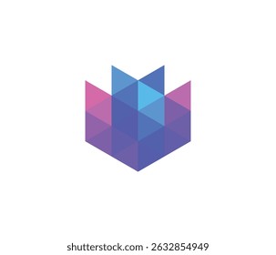 Modern Initial u letterwith simple low poly triangle polygon logo design abstract geometric shapes