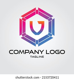 Modern initial v Tech Initial logo vector monogram