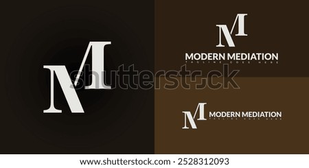 Modern initial vector letter M or MM logo in white color isolated on multiple background colors. The logo is suitable for divorce mediation practice logo design inspiration templates.