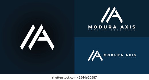 Logotipo inicial moderno de la letra MA o AM del Vector en color blanco aislado en colores de fondo múltiples. El logotipo es adecuado para consultoría de TI, capacitación y desarrollo de software de diseño de logotipos de empresas