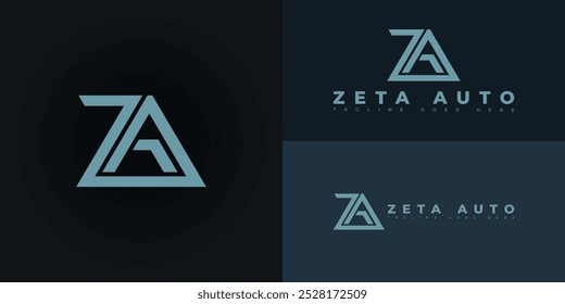 Moderno inicial vetor letra ZA ou logotipo AZ na cor azul isolado em várias cores de fundo. O logotipo é adequado para modelos de inspiração de design de logotipo da empresa de leasing automotivo.
