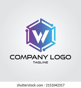 Modern initial W Tech Initial logo vector