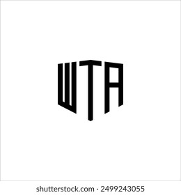 Vector de protección de escudo de letras de logotipo WTA inicial moderno para la compañía de logotipos de abogados