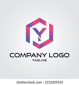 Modern initial Y Tech Initial logo vector