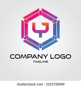 Modern initial y Tech Initial logo vector monogram