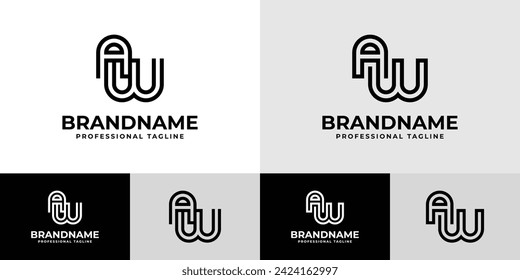 Logotipo AW de Iniciales Modernas, adecuado para negocios con iniciales AW o WA