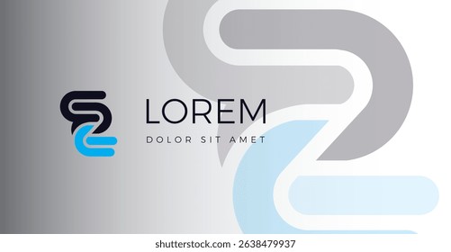 Modern initials EZ letters associated with fine dark blue and light blue lines