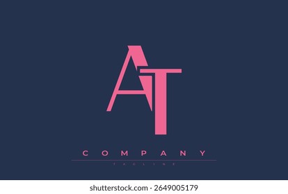 AT Modern Initials Logo Design. Branding logo with stylized initials showcasing bold design and modern aesthetic. Ideal for professional business branding or creative projects focusing on minimalistic