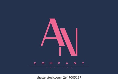 AN Modern Initials Logo Design. Branding logo with stylized initials showcasing bold design and modern aesthetic. Ideal for professional business branding or creative projects focusing on minimalistic