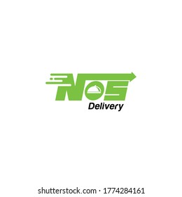 modern, initials NOS letter combination logo with fast style for fast food delivery companies