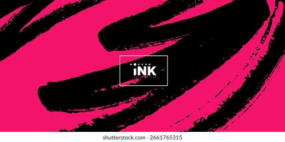 Plano de fundo abstrato de Tinta Moderna. Ilustração de vetor desenhada à mão com traçados de pincel arrojados e expressivos em um estilo de tinta contemporâneo. Ideal para cartazes, capas de álbuns, marcas, anúncios e impressões.