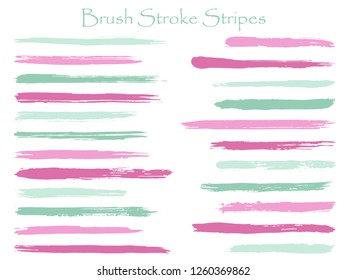 Modern ink brush stroke stripes vector set, pink blue horizontal marker or paintbrush lines patch. Hand drawn watercolor paint brushes, smudge strokes collection. Vector ink traces, color combinations