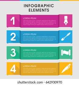 Modern ink infographic template. infographic design with ink icons includes mascara, pen, manuscript. can be used for presentation, diagram, annual report, web design.