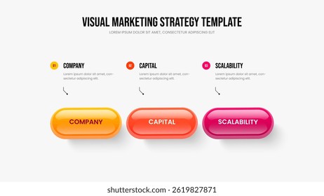 Modern Innovation Frame Layout Vector Illustration. Sales Insight Three Element Infographic Presentation Template. Investor Profile 3 Option Diagram Slide Design.