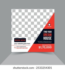Modern innovative real estate social media post design Template 