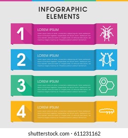 Modern insect infographic template. infographic design with insect icons includes beetle, ant, honey. can be used for presentation, diagram, annual report, web design. 
