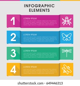 Modern insect infographic template. infographic design with insect icons includes butterfly, beetle, bee. can be used for presentation, diagram, annual report, web design.