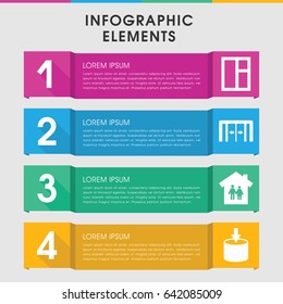 Modern inside infographic template. infographic design with inside icons includes sliding doors, window. can be used for presentation, diagram, annual report, web design.
