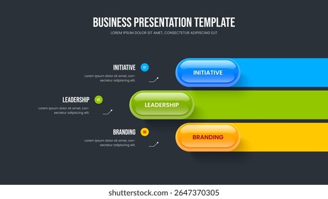 Modelo de Quadro de Infográfico de Elemento Modern Insight 3. Layout da apresentação de slides do diagrama de três etapas da solução de mercado. Ilustração do vetor do design da apresentação da proposta empresarial.