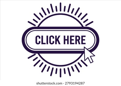 Modern interactive clickable button icon with glowing energy rays and cursor arrow for engaging digital marketing campaigns
