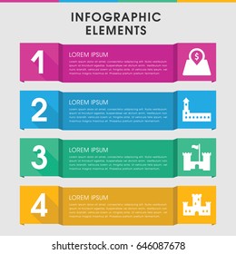 Modern interest infographic template. infographic design with interest icons includes castle. can be used for presentation, diagram, annual report, web design.