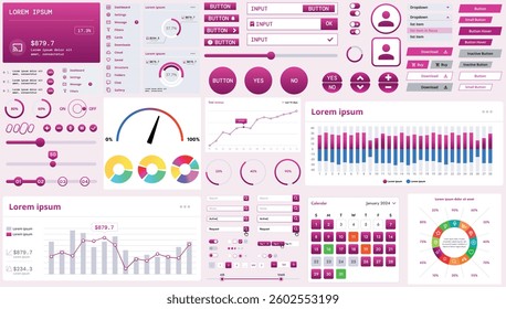 A modern interface kit with buttons, graphs, and elements for creating web applications and dashboards, ideal for business, statistics, and finance.