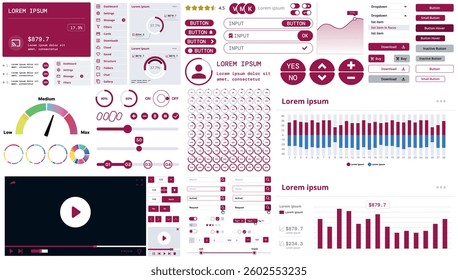 A modern interface kit with buttons, graphs, and elements for creating web applications and dashboards, ideal for business, statistics, and finance.