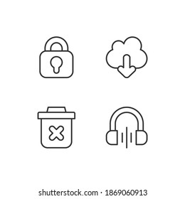 Modern interface pixel perfect linear icons set. Downloading information from remote cloud server. Customizable thin line contour symbols. Isolated vector outline illustrations. Editable stroke