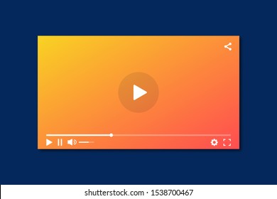 Modern interface video player. Template for applications and web technology. Blue background. Screen video player. Vector digital illustration. Multimedia interface. EPS 10