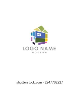 Modern interior architect logo vector. Icon for decoration designer of house or real estate apartment. Apply to bulding artist, construction planner specialist, business and company brand web site app