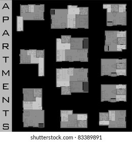 Modern Interior architectural floor project background with separate apartments. Residential Forms, vector
