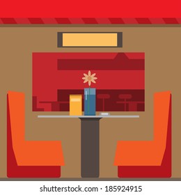 Modern interior of the cafe, in a flat design
