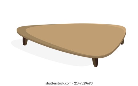 Moderno mobiliario de madera de mesa de café Vector ilustrado en estilo plano 