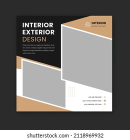 Modern Interior Design Firm Social Media Post Template And Square Instagram Post Design