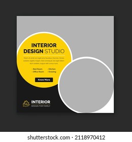 Modern Interior Design Firm Social Media Post Template And Square Instagram Post Design