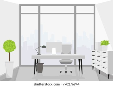 Modern interior design office. Vector illustration.