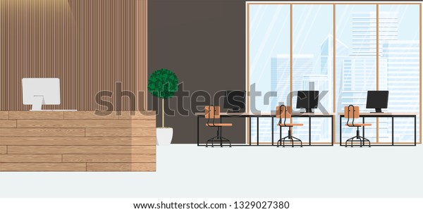 Image Vectorielle De Stock De Bureau De Design Interieur Moderne Espace 1329027380