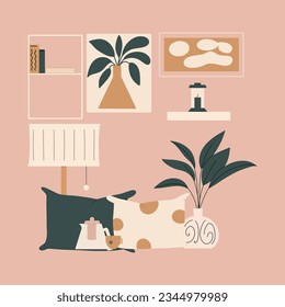 Modern interior design in Scandinavian style. Vector illustration