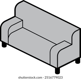 Ilustración vectorial moderna del icono del sofá del diseño interior
