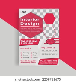 Modern Interior Flyer brochure design, business cover size A4 template