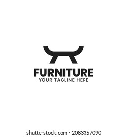 Modern interior and furniture logo. Style line couch sofa chair icon sign.