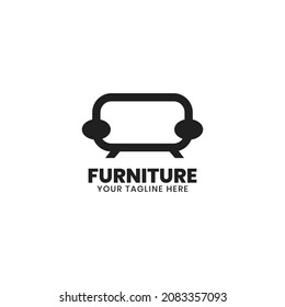 Modern interior and furniture logo. Style line couch sofa chair icon sign.